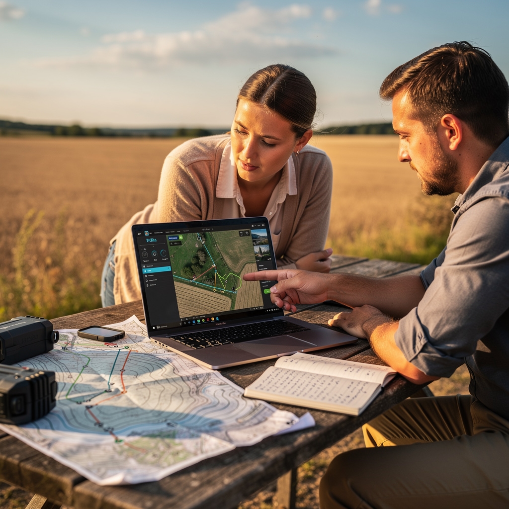 Sesja planowania misji fotograficznej z dronem podczas warsztatu