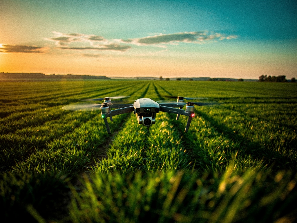 Dron w locie nad otwartym terenem podczas szkolenia