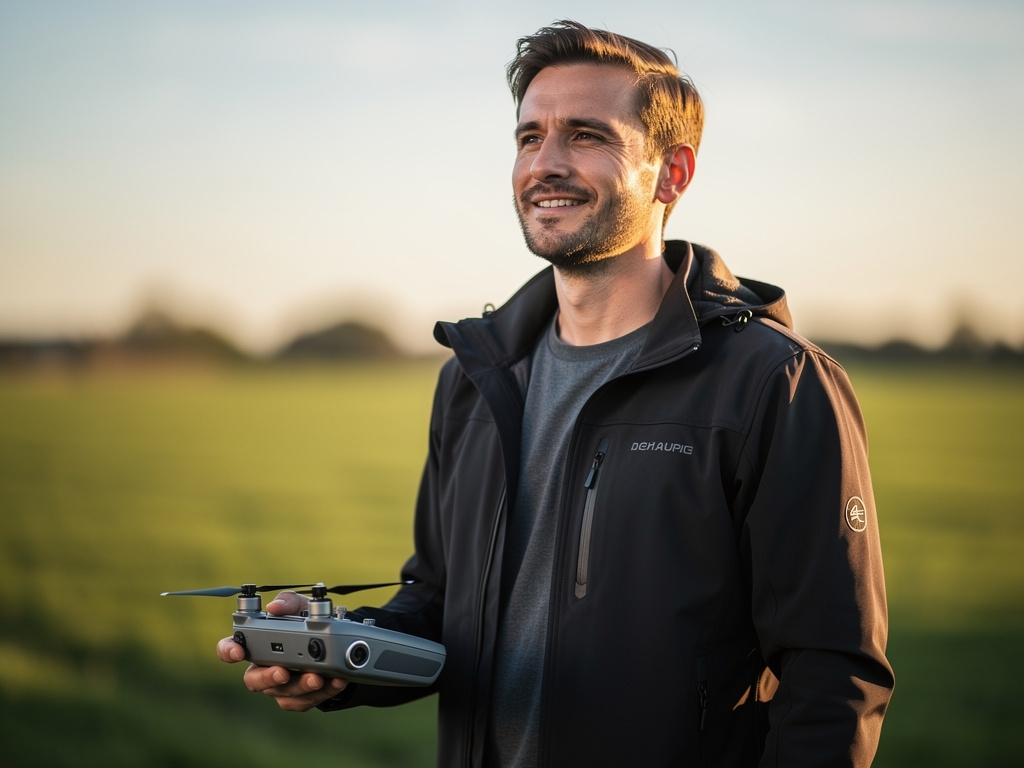 Instruktor dronów Bileci Digital stojący na otwartym terenie